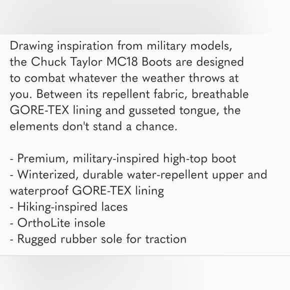 Converse Chuck Taylor MC18 Gore-Tex Hi Combat All Weather Boots VG US M6 W8 - Picture 15 of 16